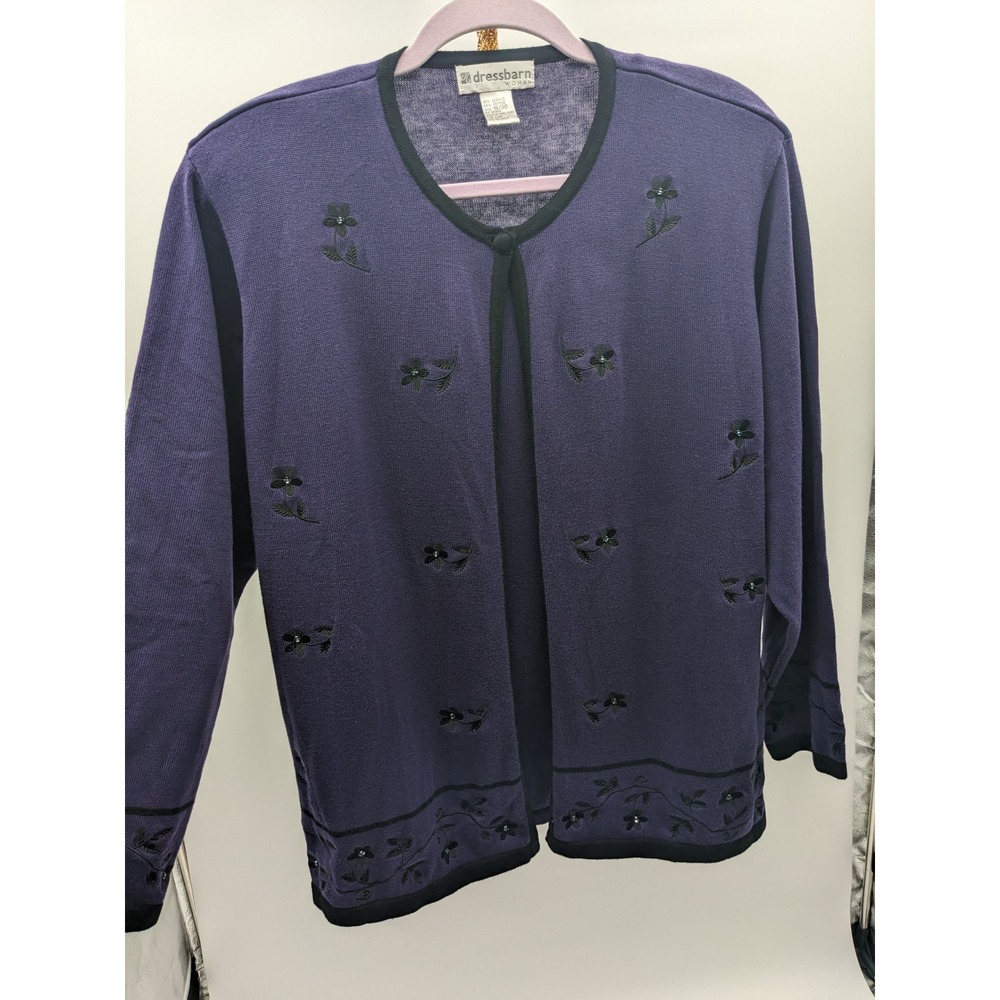 Vtg 90s Dressbarn Woman Mock Twin Set 18/20 Purple Layered Cardigan Tank Top